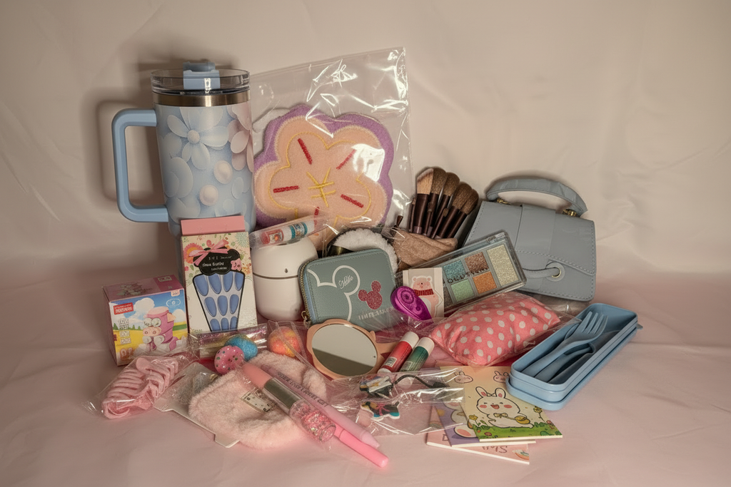 Blue Pastel Products - Pale Pink #E1CDDB Background