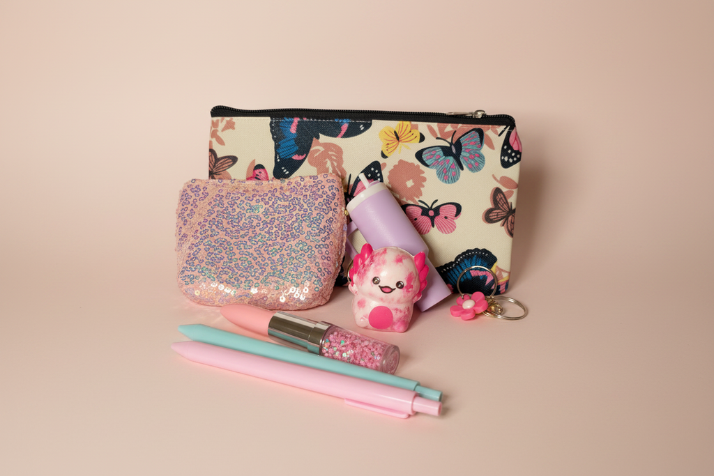 Butterfly Pouch Mini Products - Pale Pink Background