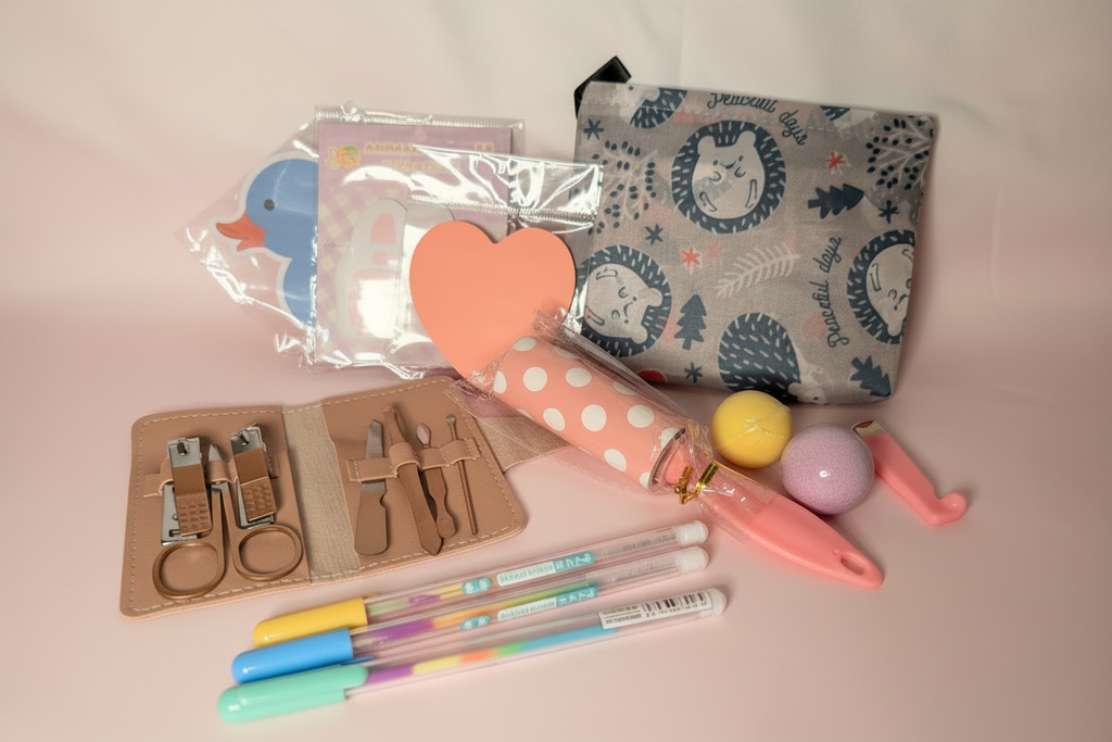 Image 3 - Hedgehog Bag & Manicure Set - Pale Pink
