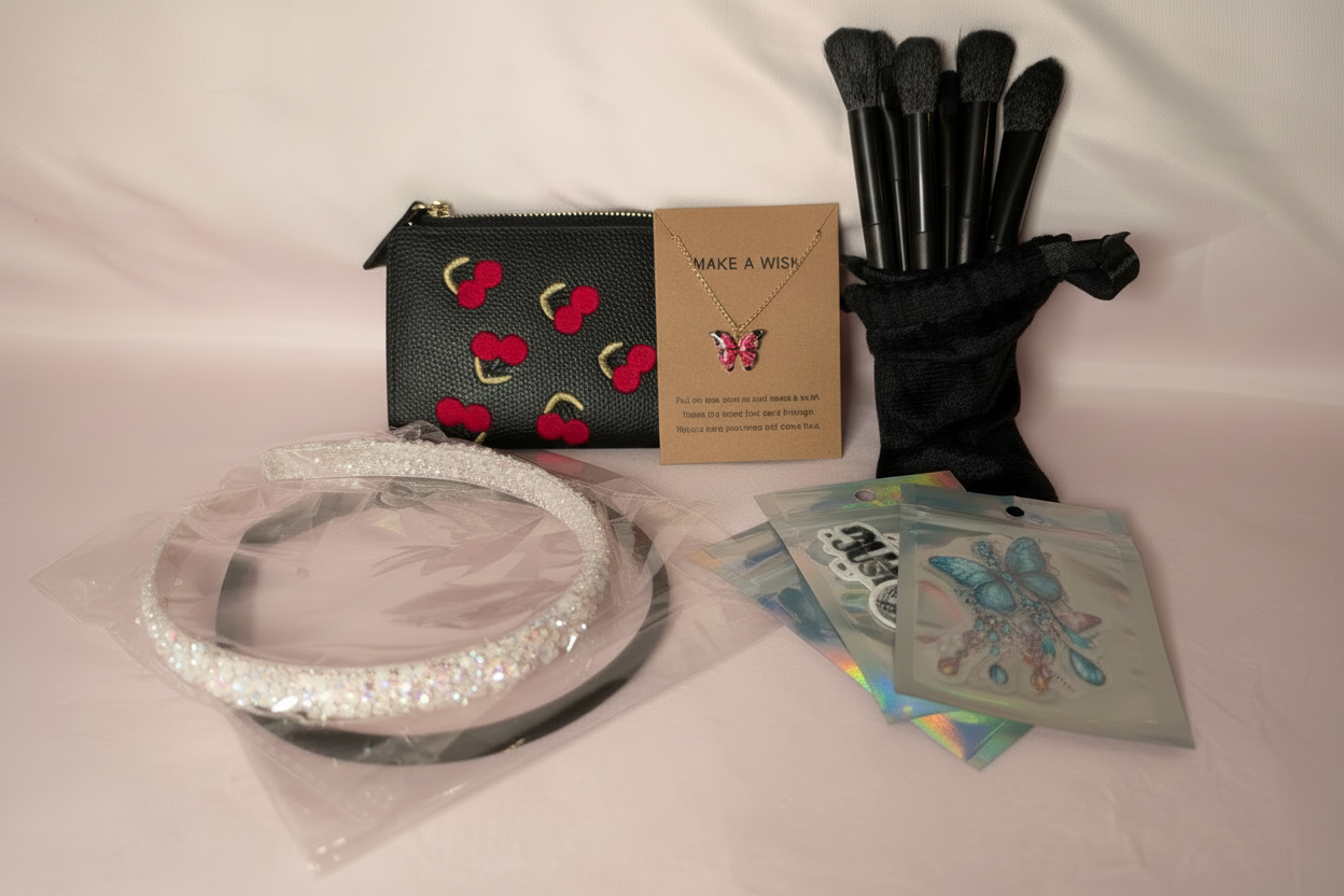 Image 4 - Cherry Wallet & Makeup Brushes - Pale Pink